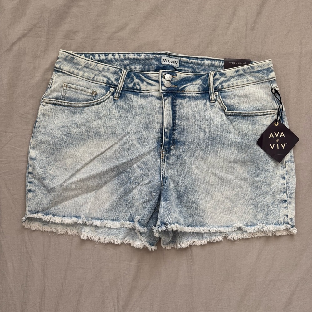 Women's Mid-Rise Distressed Jean Shorts - Ava & Viv